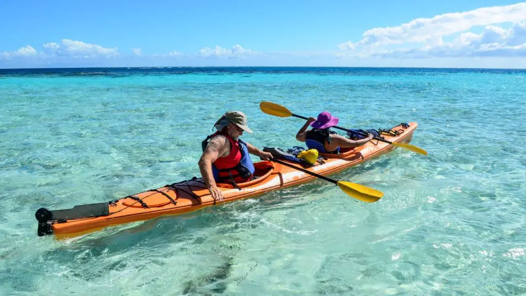 a tandem kayak with rudder