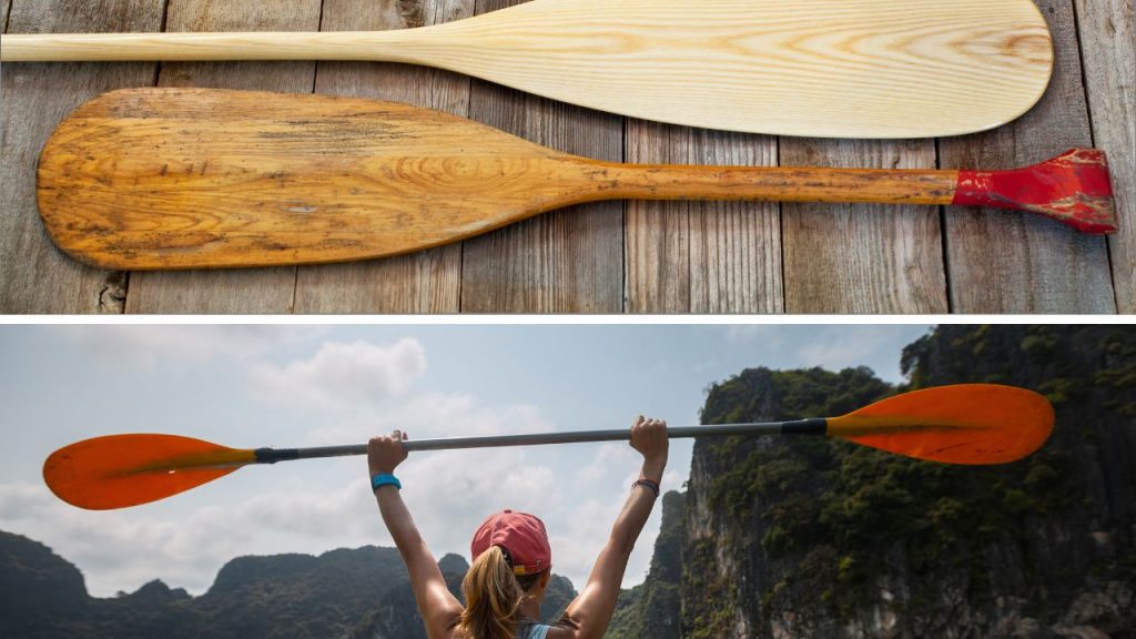 Paddles of kayaks and canoes