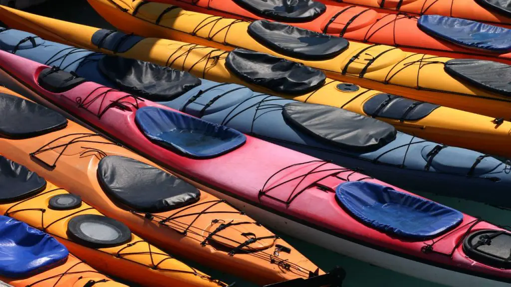 colorful double kayaks