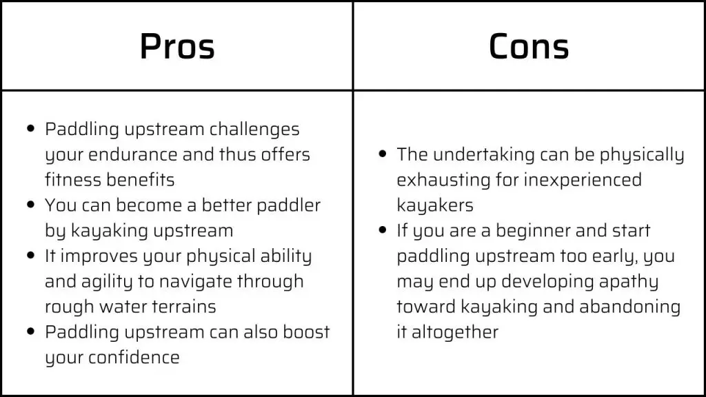 Pros and Cons when Kayaking Upstream